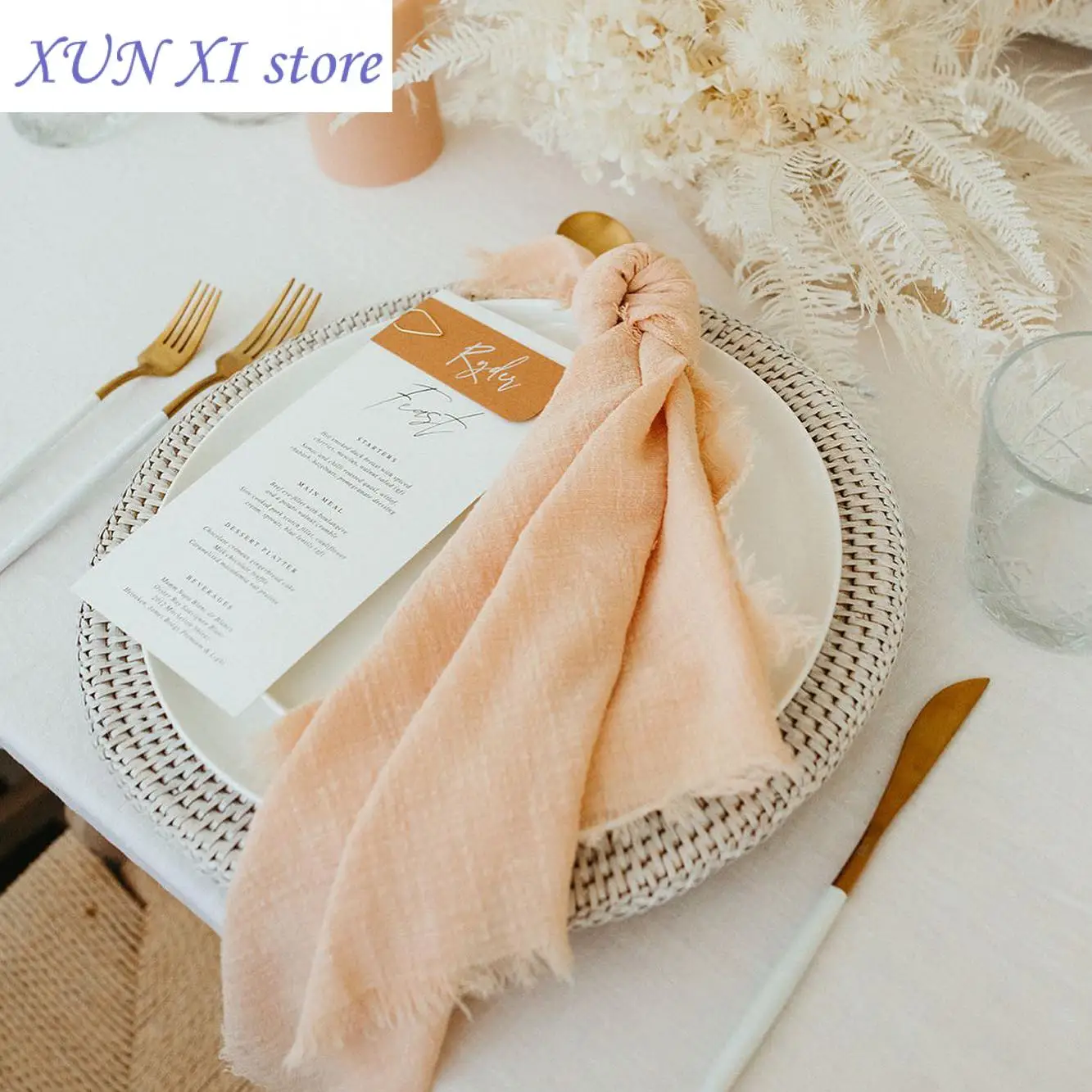 New 50pcs 32x32cm Christmas Green Gauze Cotton Napkin Reusable Wedding Party Table Decor Retro Burrs napkins Wholesale