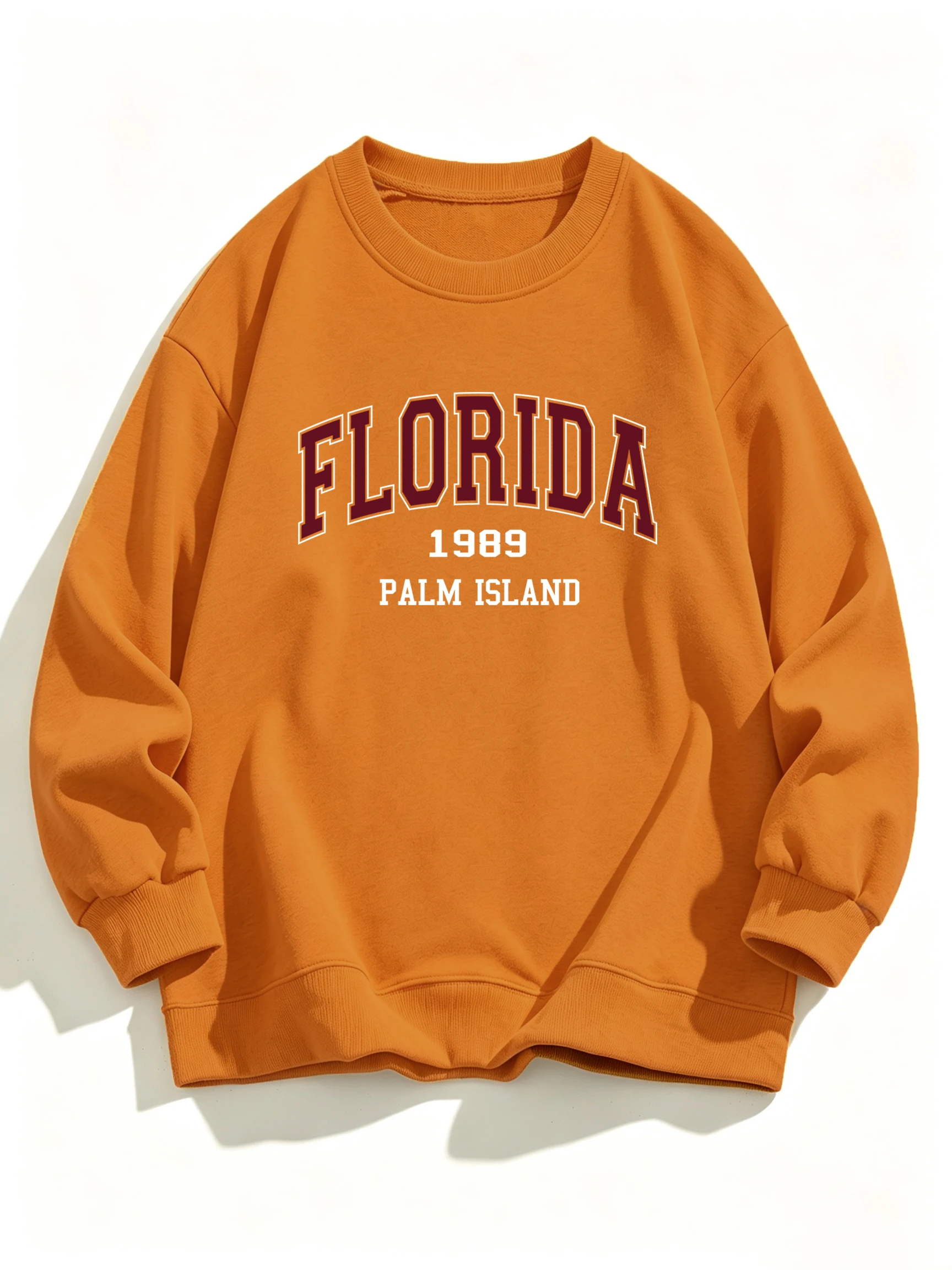 Florida 1989 Palm Island Pattern Female Multicolor Sweatshirt Soft All-Match Top Crewneck Oversize Clothes Casual Basic Pullover
