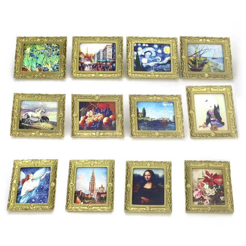 1:12 ドールハウスアクセサリー DIY ミニチュアモデルフィギュアクリエイティブ写真小道具シミュレーション大型壁掛け油絵