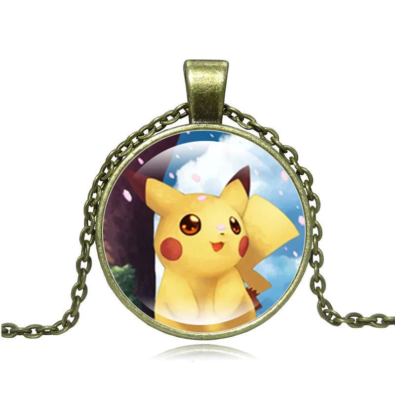 Anime Pokemon Necklace Pikachu Pendant Jewelry Time Gem Accessories Sweater Chain Pendant Necklace Birthday Gift