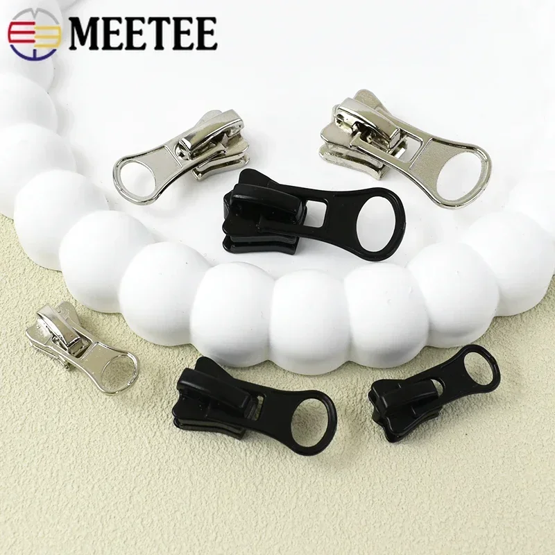 10/20/30P Meetee 3#5#8#10# Slider for Zipper Resin Zips Puller Bag Replacement Zippers Repair Pull Head Zip Closure Accessories