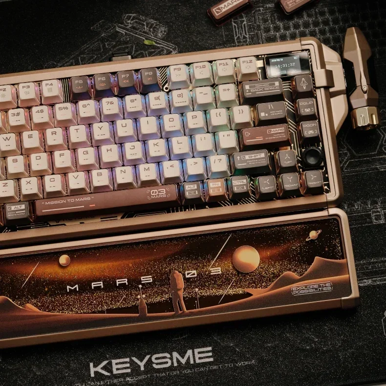 Keysme-mars 03メカニカルキーボードキット,ワイヤレスキーボード,アルミニウム合金シール,Bluetooth,rgb,カスタムゲーミングキーボード,3モード,2.4g