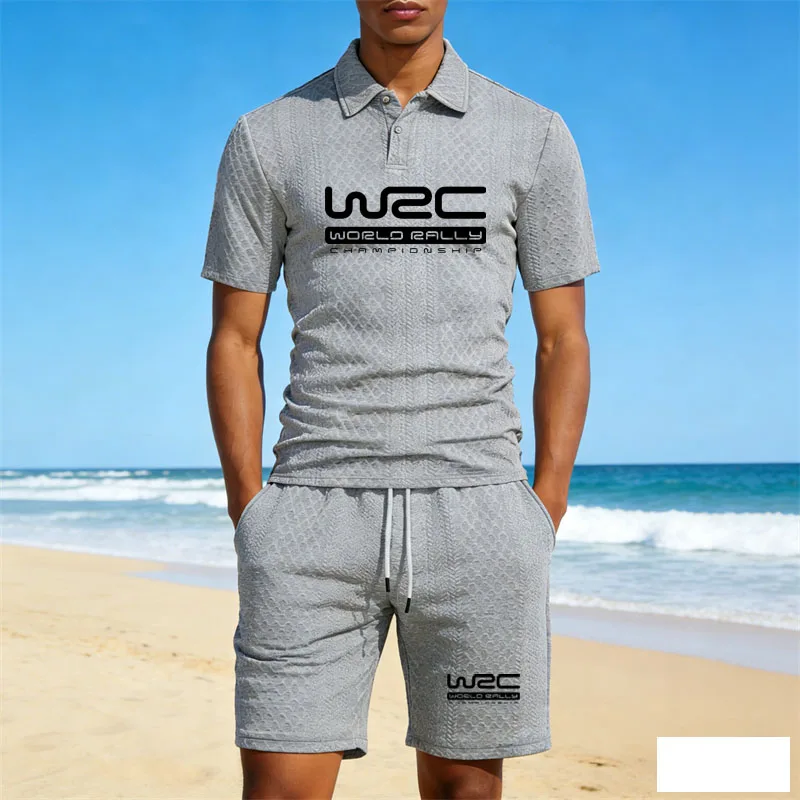 

World Championship Rally men's T-shirt set Summer Comfortable Casual Men's Set (Short Sleeve + Shorts) 2-piece Set