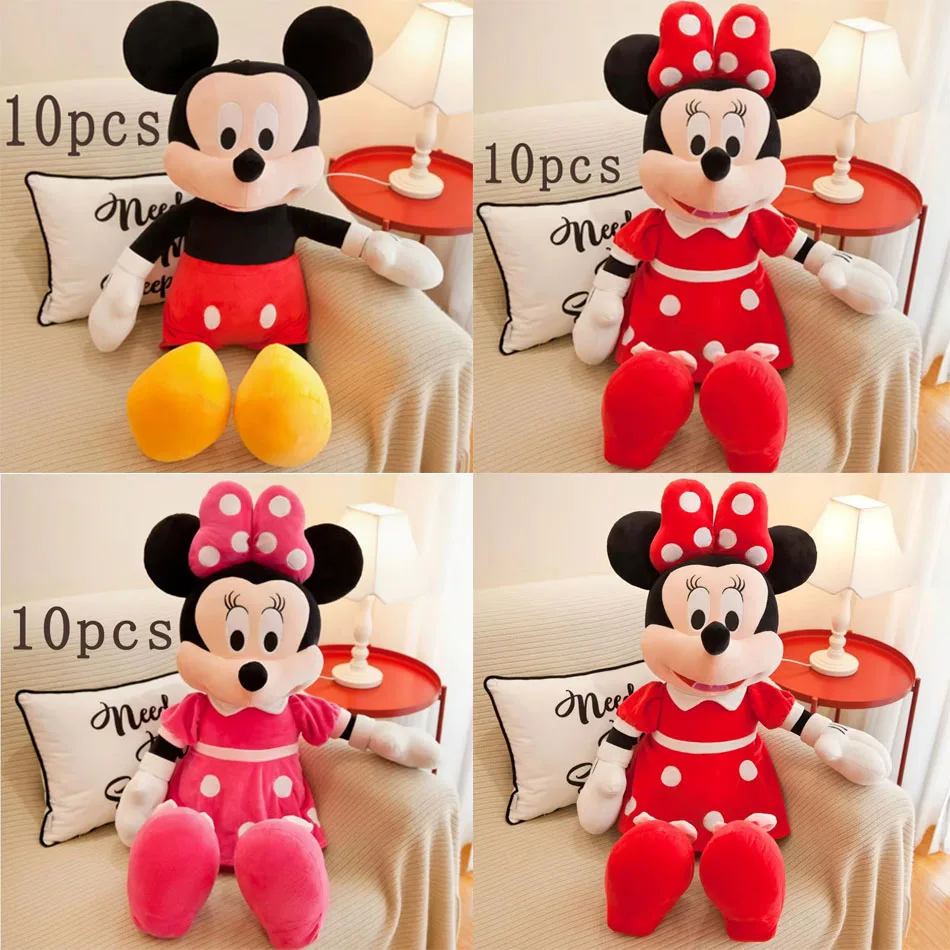 

Плюшевые игрушки Микки Маус 35 см, 2026 год, милые аниме-модели Микки и Минни, мягкие куклы для декора, подарок на день рождения для детей