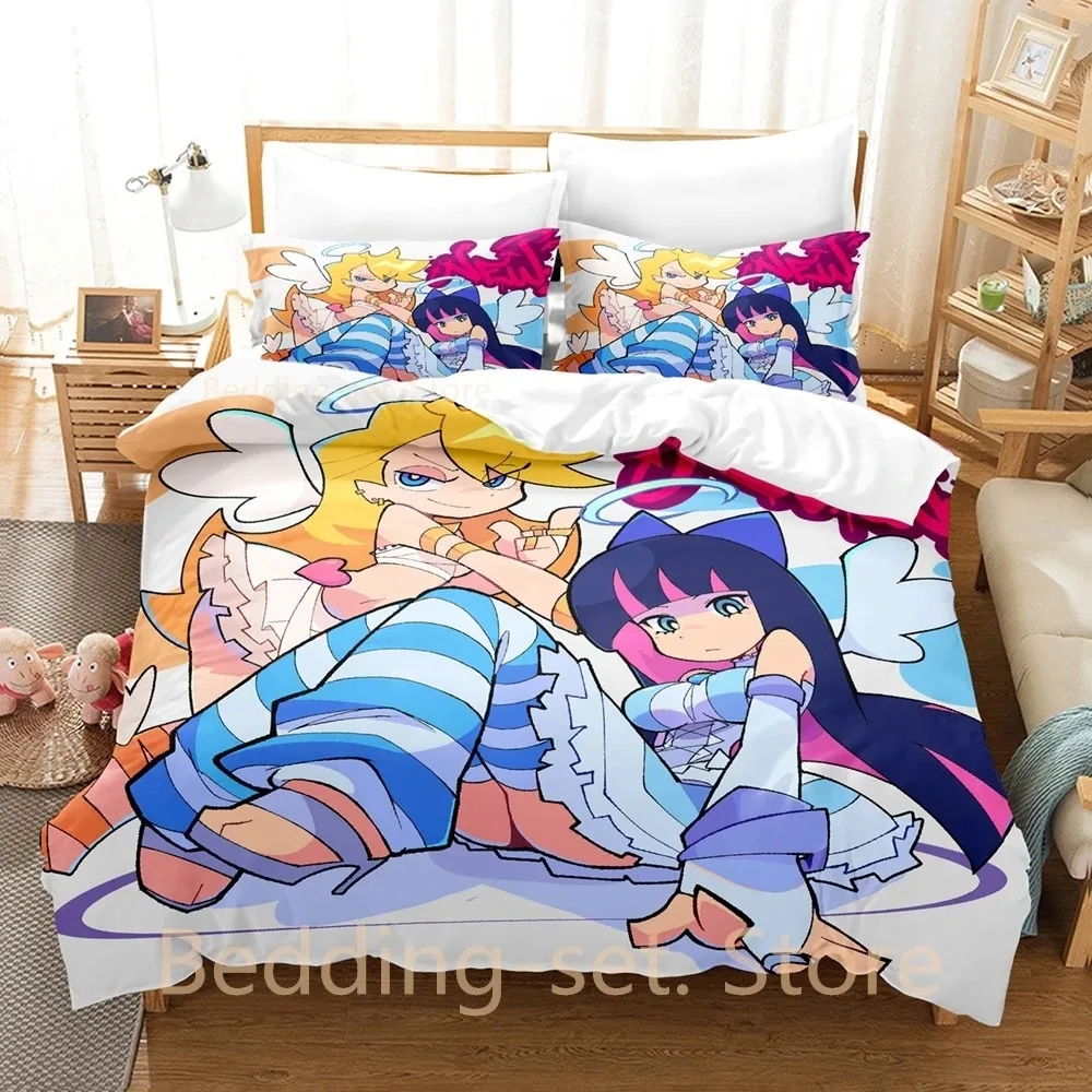 Panty and Stocking Bedding Set Single Twin Full Queen King Size Bed Set Adult Kid Bedroom Duvetcover Sets 3D Anime Bed Sheet Set