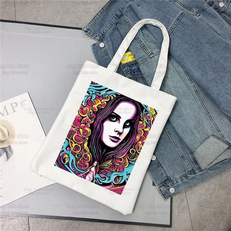 Lana Del Rey Ldr Borsa per la spesa vintage Shopper Eco Canvas Cotton Shopper Bolsas De Tela Borsa Shoping Riutilizzabile Sacolas