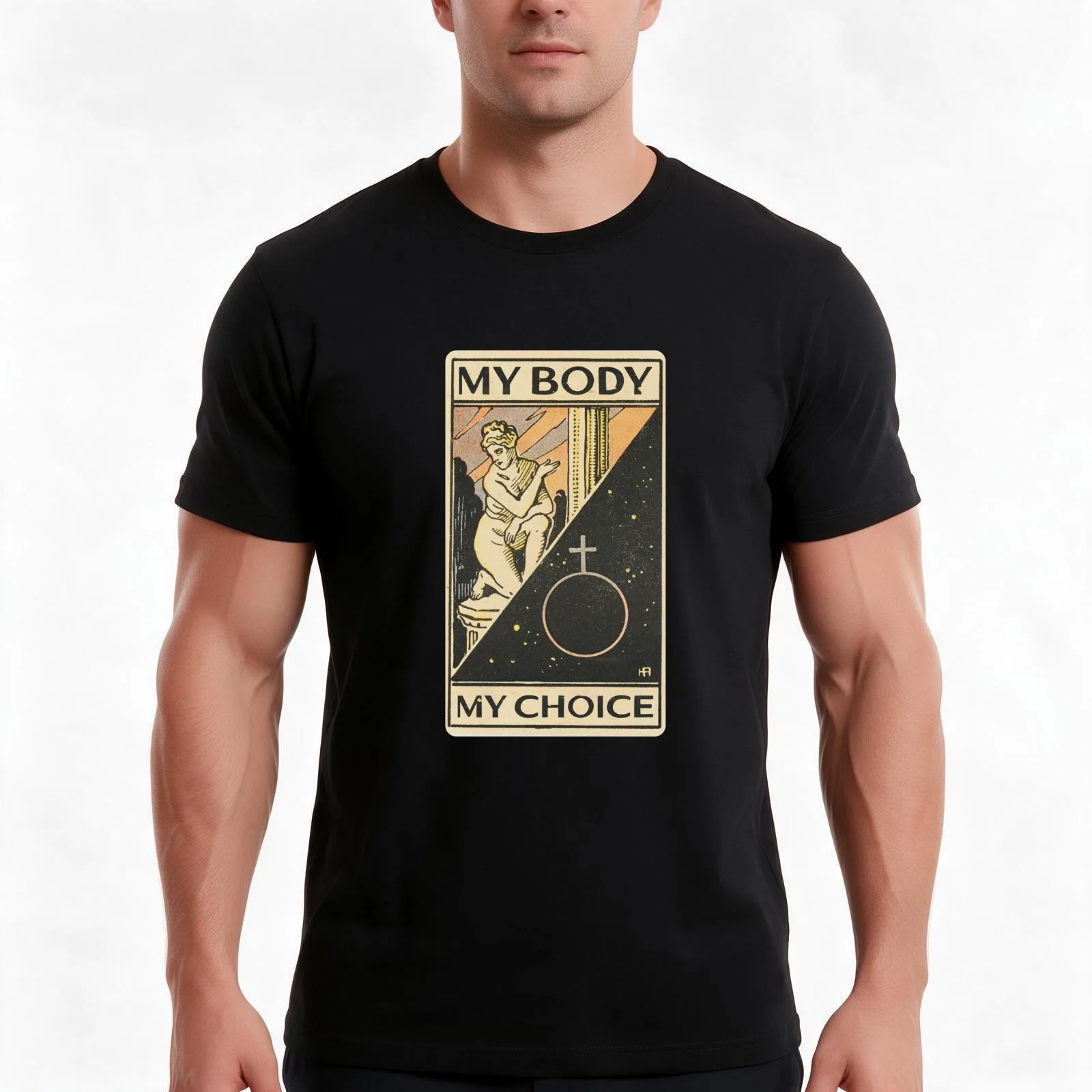 My Body My Choice - antique tarot card T-Shirt, Summer Casual Cotton Tee, Oversized Streetwear Tops, Vintage Graphic Print