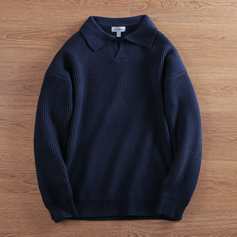 

Мужской вязаный свитер Thiened Camere с эластичным воротником, теплый, модный, в городском стиле, с длинными рукавами, осенне-зимний топ