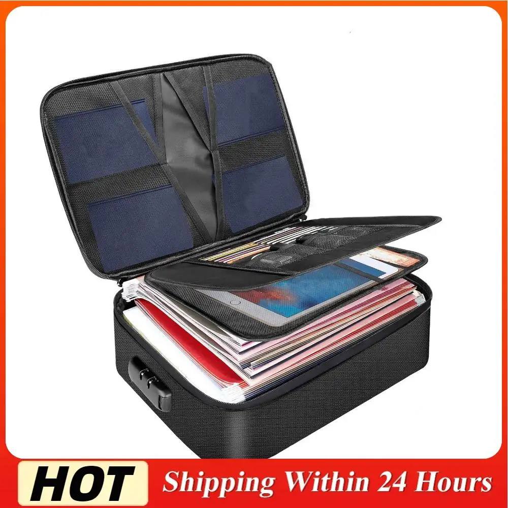 

Fireproof File Storage Case with Water-Resistant Zipper Document Organizer for Laptop Passport Certificates Cards
