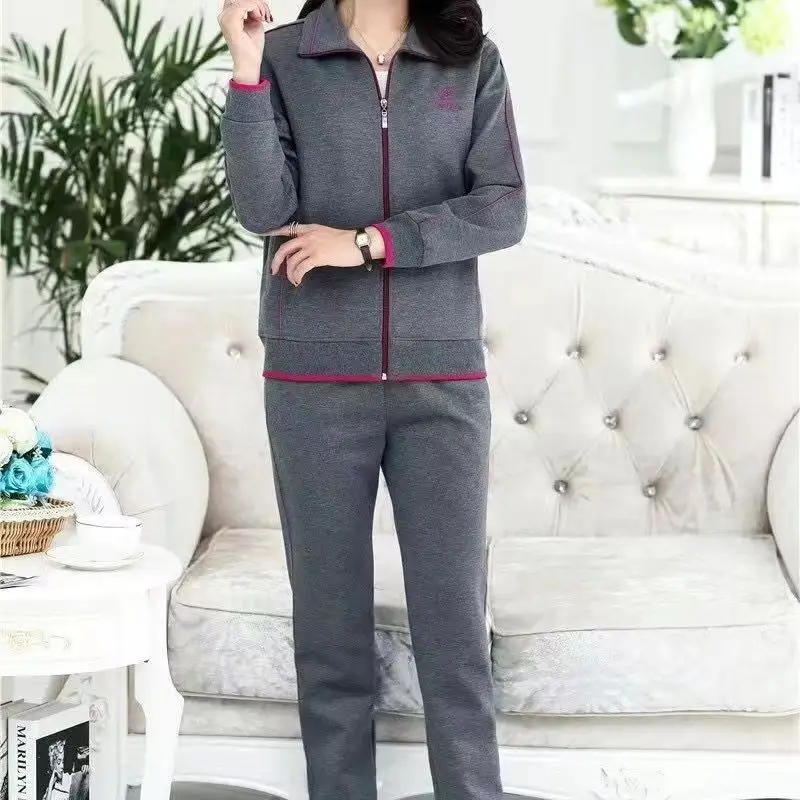 2023 Sporty Mom Loose Fitting Sportswear Set Women's Two-Piece Middle-Aged And Elderly
