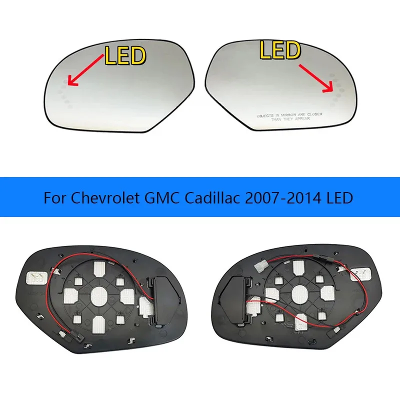 

Heated Left/Right Side Rearview Mirror Glass with LED for Chevrolet GMC Cadillac 2007-2014 - Car Reflector Lens