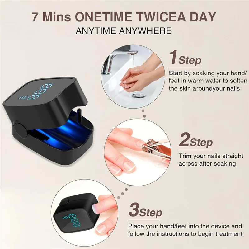 For Home Use Nail Fungus Treatment Device 905Nm Infrared And 470Nm Blue LED Laser Efficient Onychomycosis Therapy Black