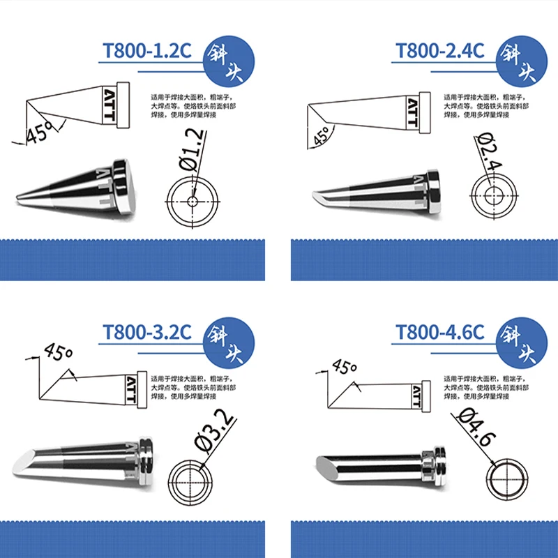 

ATTEN T800-K/SK/I/C/D паяльные жала для паяльника серии ST-100 MS800 AT90DH, сменные аксессуары для сварки, инструменты
