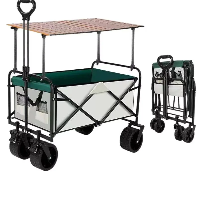 STLF Expandable Foldable Camping Wagon Four-Wheel Heavy Duty Metal Construction Large Capacity All-Terrain Cart for Outdoor Shop