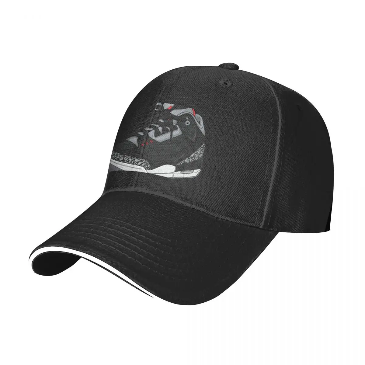 Threes BLACK CEMENT Baseball Cap Golf black hard hat Men Women's