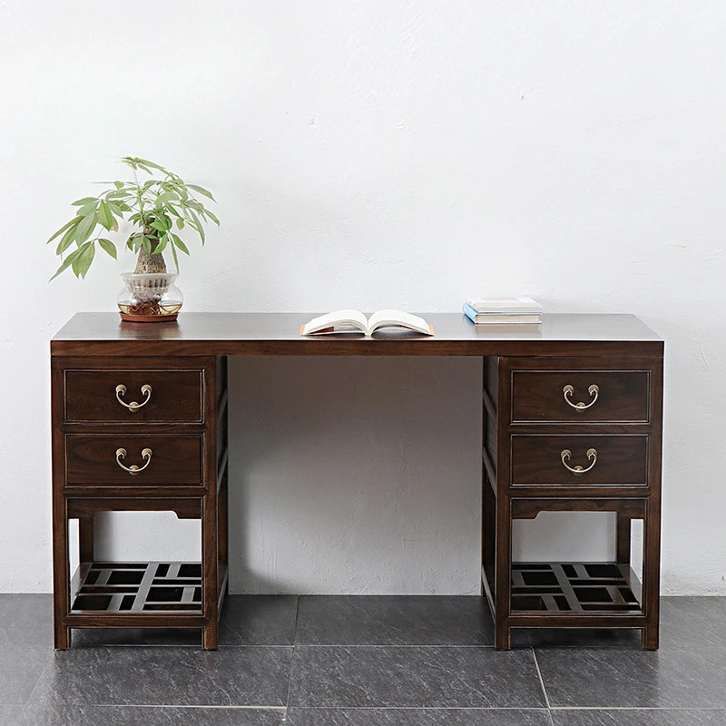 

Modern Chinese solid wood desk Elm study integral desk