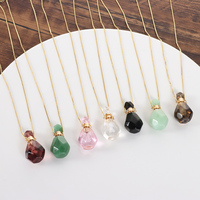 Natural Stone Perfume Bottle Necklace Amethysts Quartz Water Drop Pendant Necklace Crystal Essential Oil Diffuser Vial Jewelry