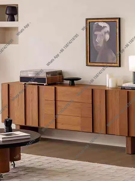Medieval style creative dining side cabinet, all solid wood retro modern simple Italian locker, designer Xuan Guan Tai