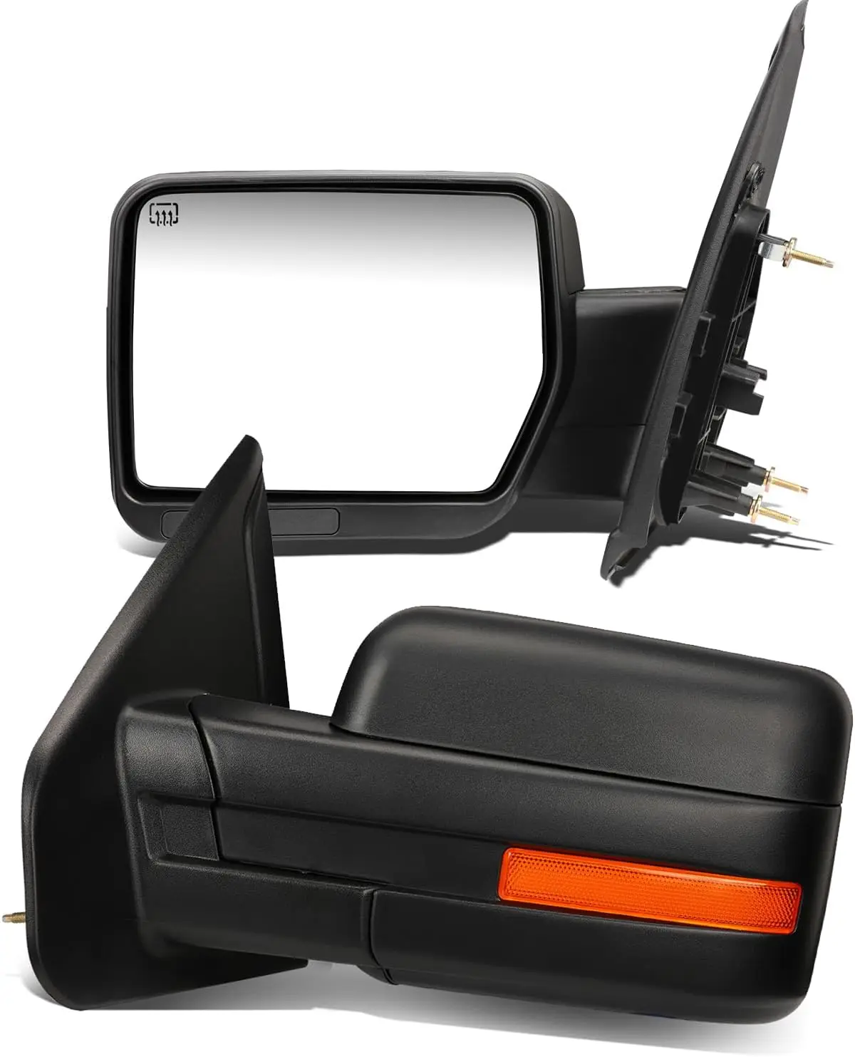 Towing and Rear View Application, Glass Material, Texture Black Color, Extendable, Power Heated, Reinforcement Brackets