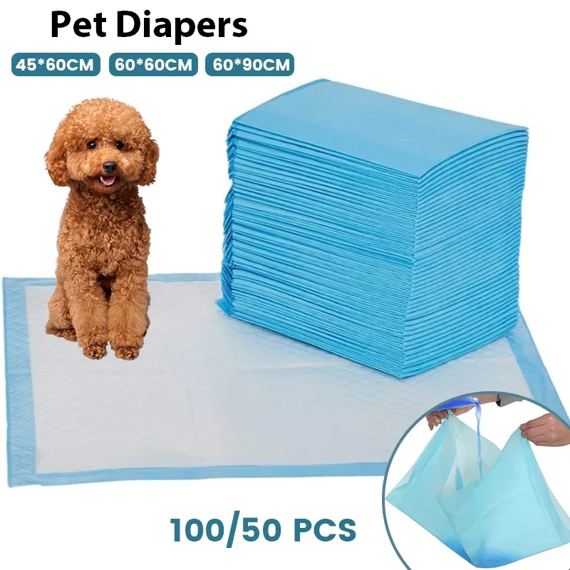 Pañales para mascotas, 50/100 Uds., almohadillas absorbentes para entrenamiento de cachorros, almohadillas desechables de secado rápido, súper absorbentes