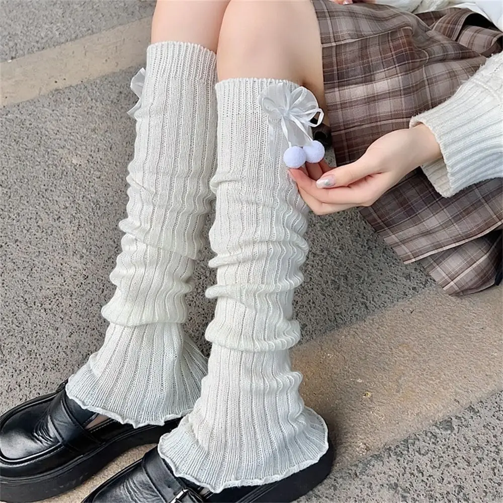 

Sweet Warm Leg Warmer/Arm Cover Bow Tie Ballet Style Long Stockings Lolita Knitted Socks for Winter Autumn