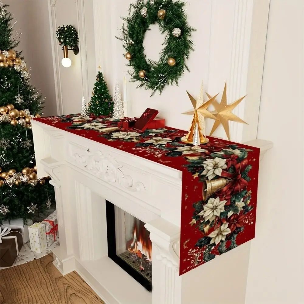 New New Year Christmas Table Runner Santa Claus Elk Christmas Tablecloth Snowman Navidad Gift Table Decor Home Decor