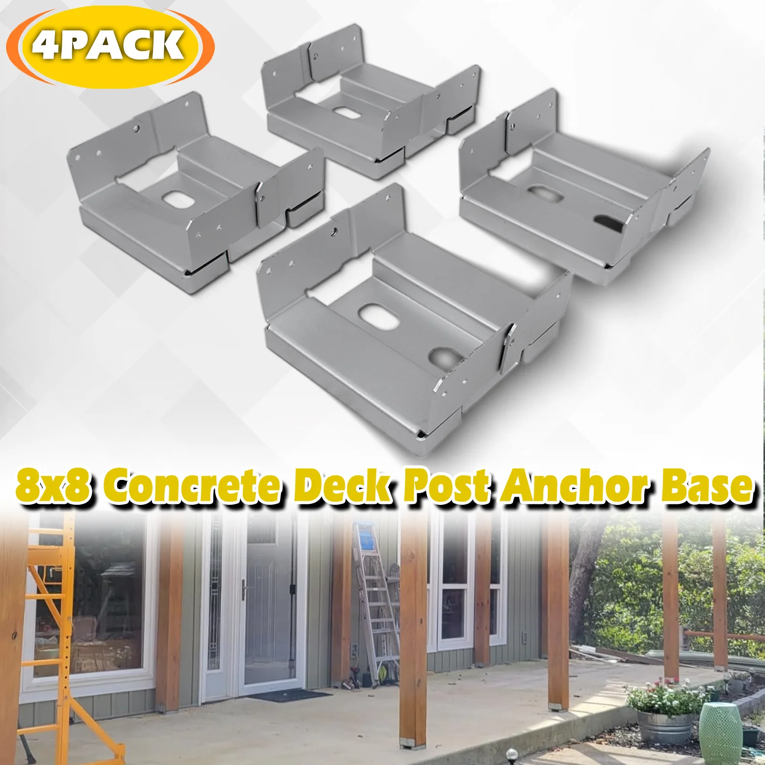 

4PACK 8x8 Post Base Anchor Concrete Deck Adjustable Metal Post Bracket Post Base