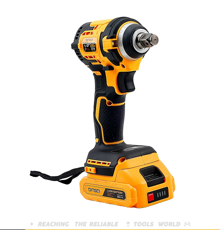 DINGQI Brushless Impact Wrench 1/2 Chuck Cordless Wrench Lithium Battery 21V Cordless Wrench