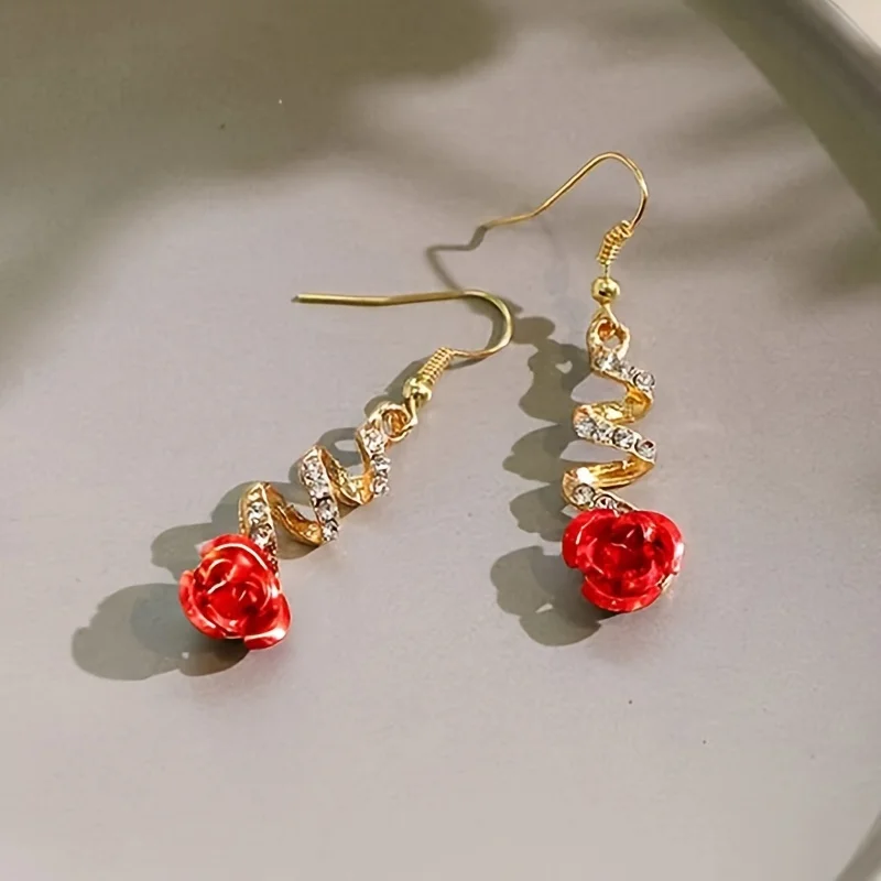 حجر الراين الحب روز الأقراط الحلو أقراط الأقراط شخصية