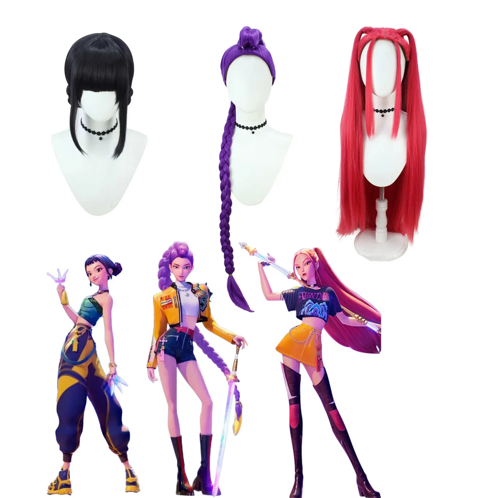 Rumi Zoey Mira Cosplay KPop Demon Hunters Cosplay peluca niñas fiesta de Halloween juego de rol para niñas y mujeres