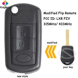 KEYECU Modified Flip Remote Key With 3 Buttons 315MHz 433MHz ID44 Chip Fob for Land Rover Range Rover L322 VOGUE HSE 2002-2006