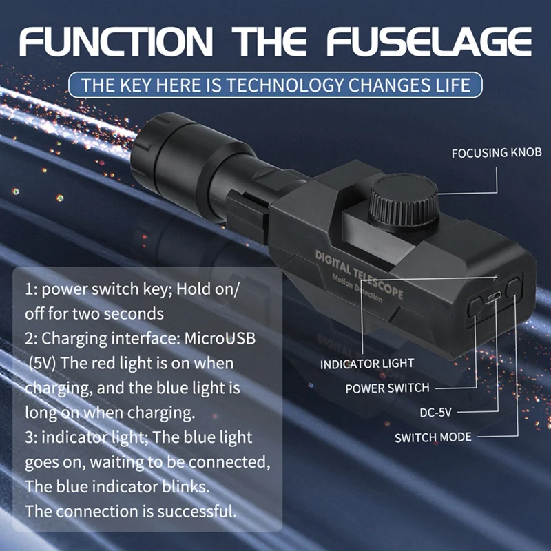

WiFi Digital Telescope WiFi Digital Telescope 70X Large Aperture Objective Lens 2MP Photos Videos