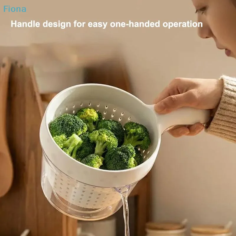 ☭2-in-1 Mini Colander Set with Handle,Double-Layer Drain Basket,Portable Strainer for Berries, Rice,and Small Vegetables