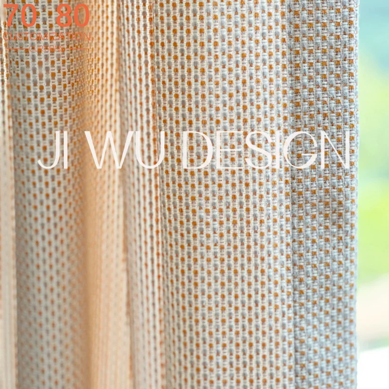

Vintage Children's Room Orange Jacquard Thickened Curtains for Living Room Bedroom French Window Partition Curtain Customized