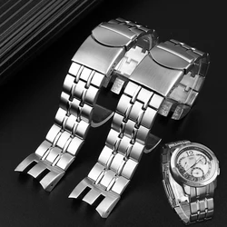 21mm Watchband For Swatch YRS403 412 402g High Quality Stainless Steel Strap Arc Notch Steel Watchband Men's Wristband Bracelet