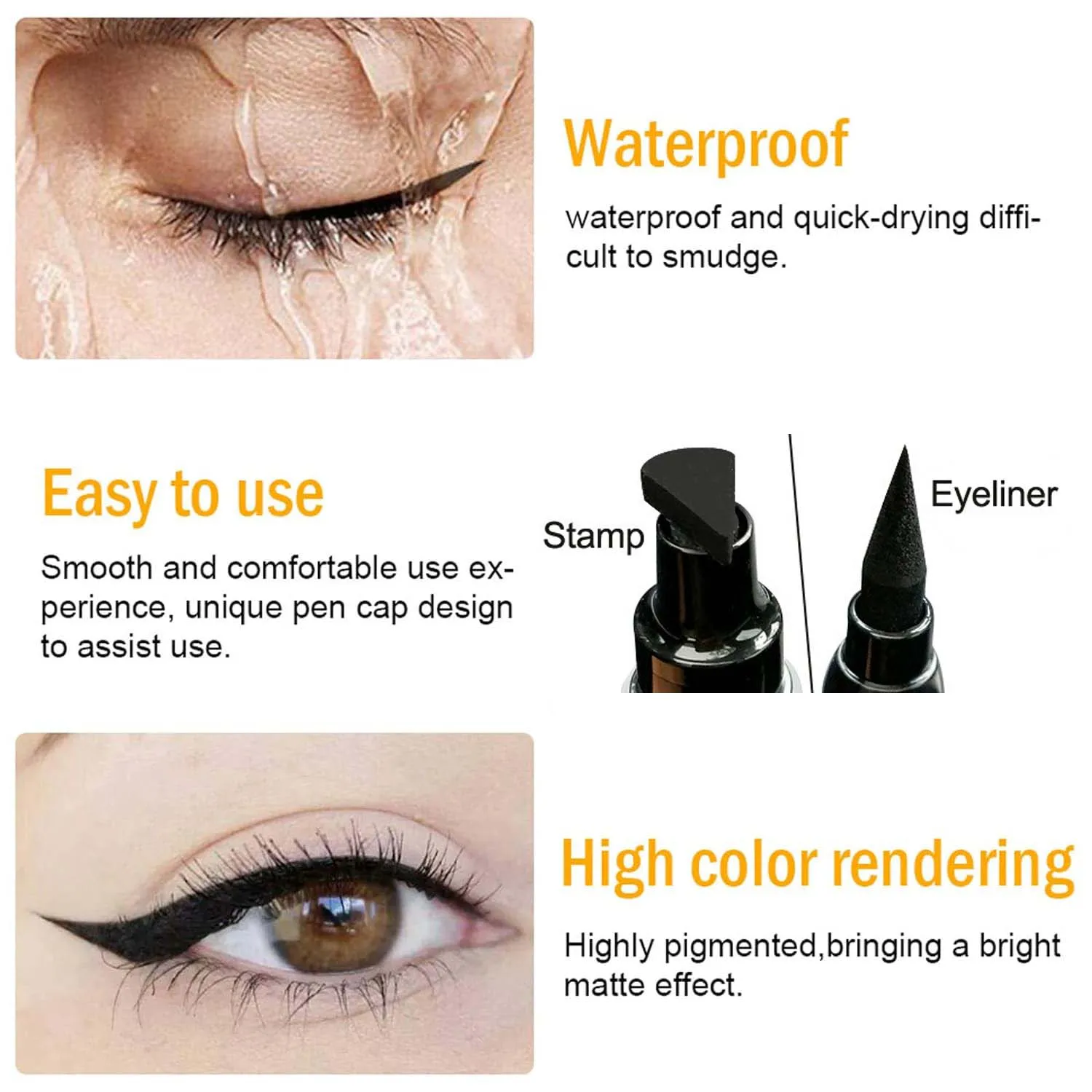 Eyeliner Stamp Korean Make up Black Liquid Eyeliner Pen Waterproof Double-ended Eye Liner Pencil Beauty for Women Cosmetics