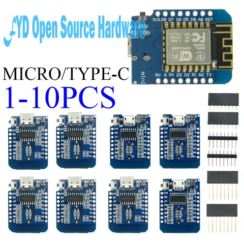 1-10PCS ESP8266 D1 Mini-Mini NodeMcu 4M Bytes Lua WIFI Internet Of Things Development Board Based For WeMos