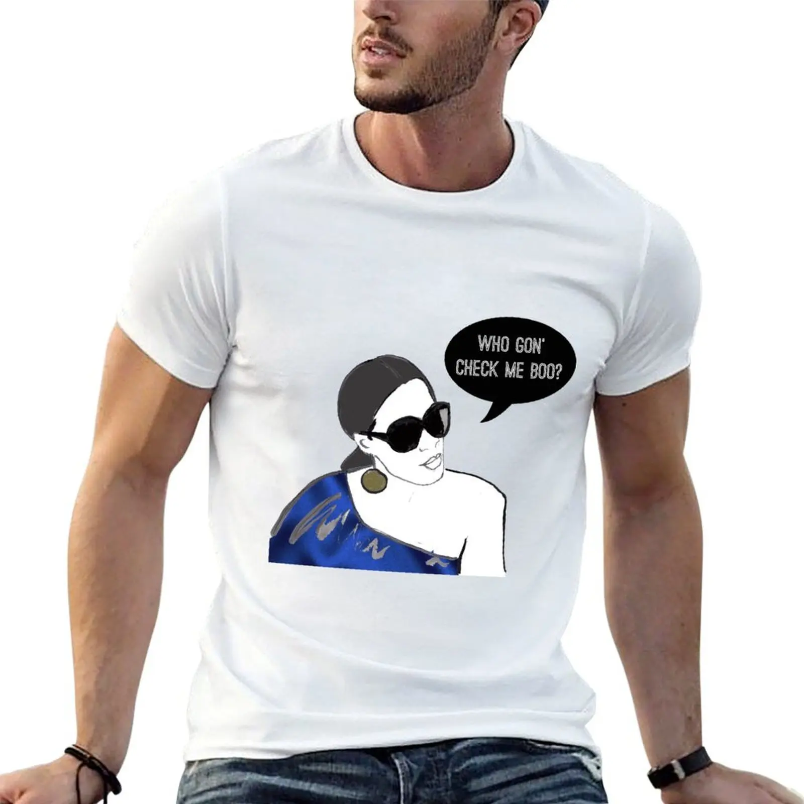 Who gon' check me boo? T-Shirt Basic Solid Color Short Sleeve Cotton Top