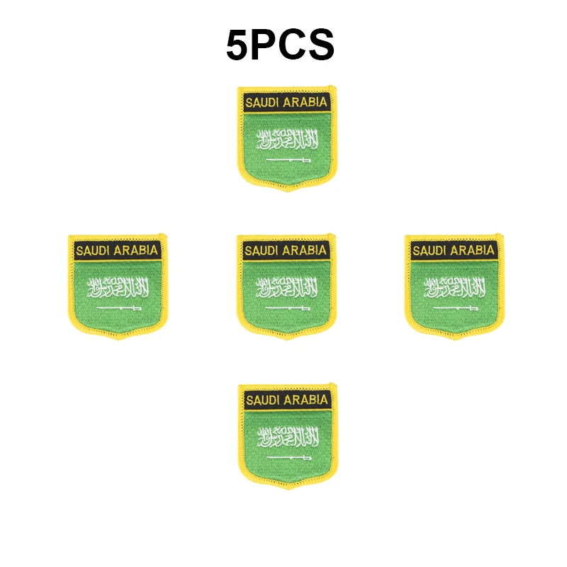 1-100PCS 7*6cm Saudi Arabia Shield Shape Flag Embroidery Patches Iron on Saw on Transfer patches Sewing Applications for Clothes