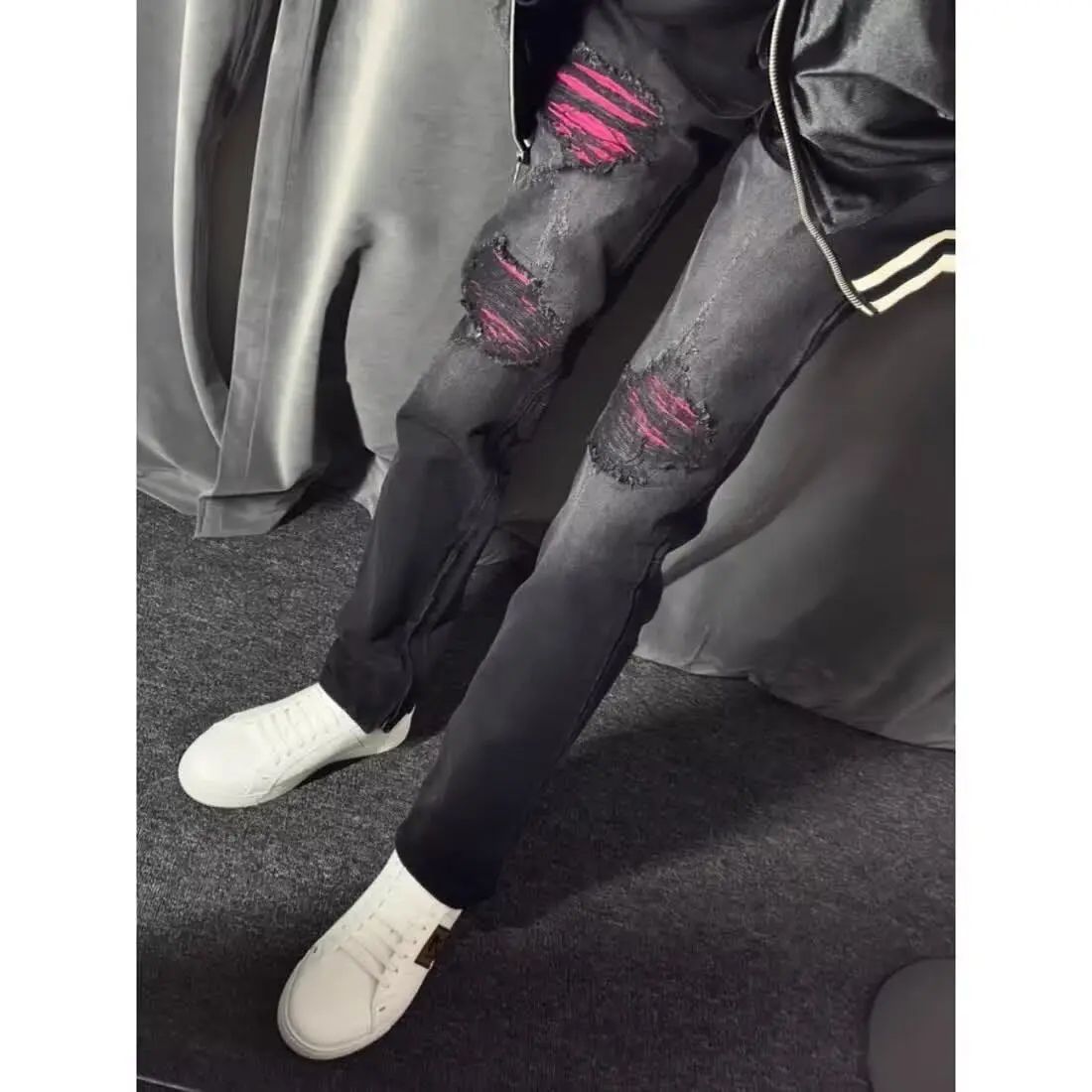 

Мужские джинсы Waed Distred прямого кроя, весна-осень, в стиле High Street, свободный крой, длинные брюки, американский уличный стиль