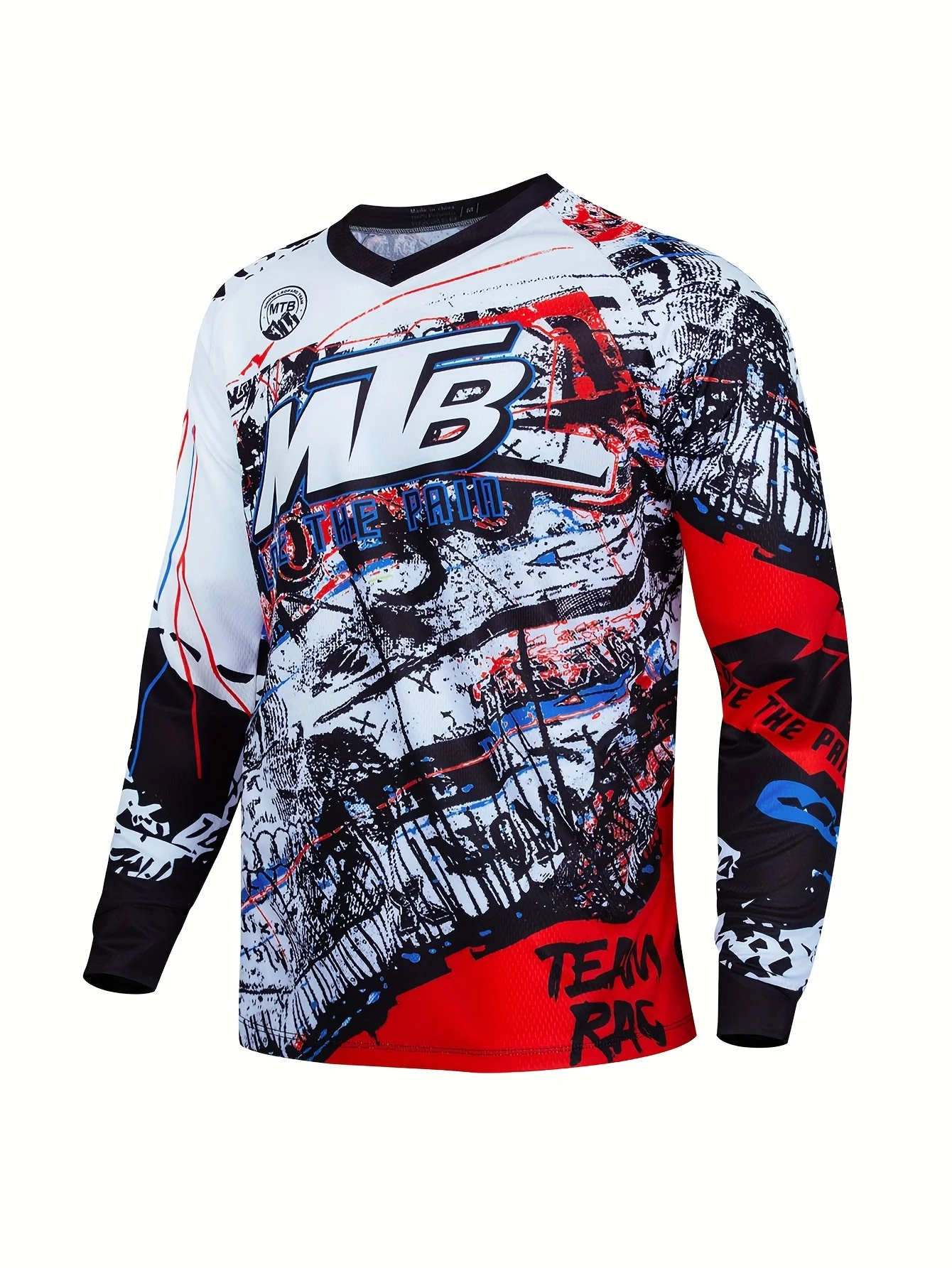 2026 Spring and Autumn MTB Casual Long-Sleeved T-shirt for Men and Women Fashionable  Trendy V-Neck Motorcycle T-shirt