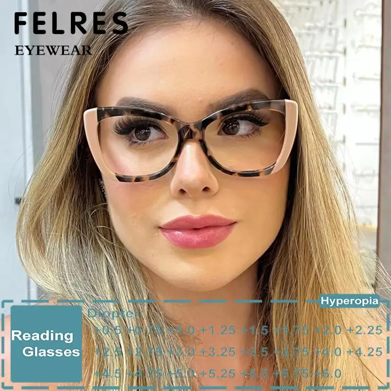 

Retro Leopard Presbyopic Glasses Woman Luxury Brand Oversized Cat Eye Women Eyeglasses Anti Blue Light Fashion Reading Eyewear