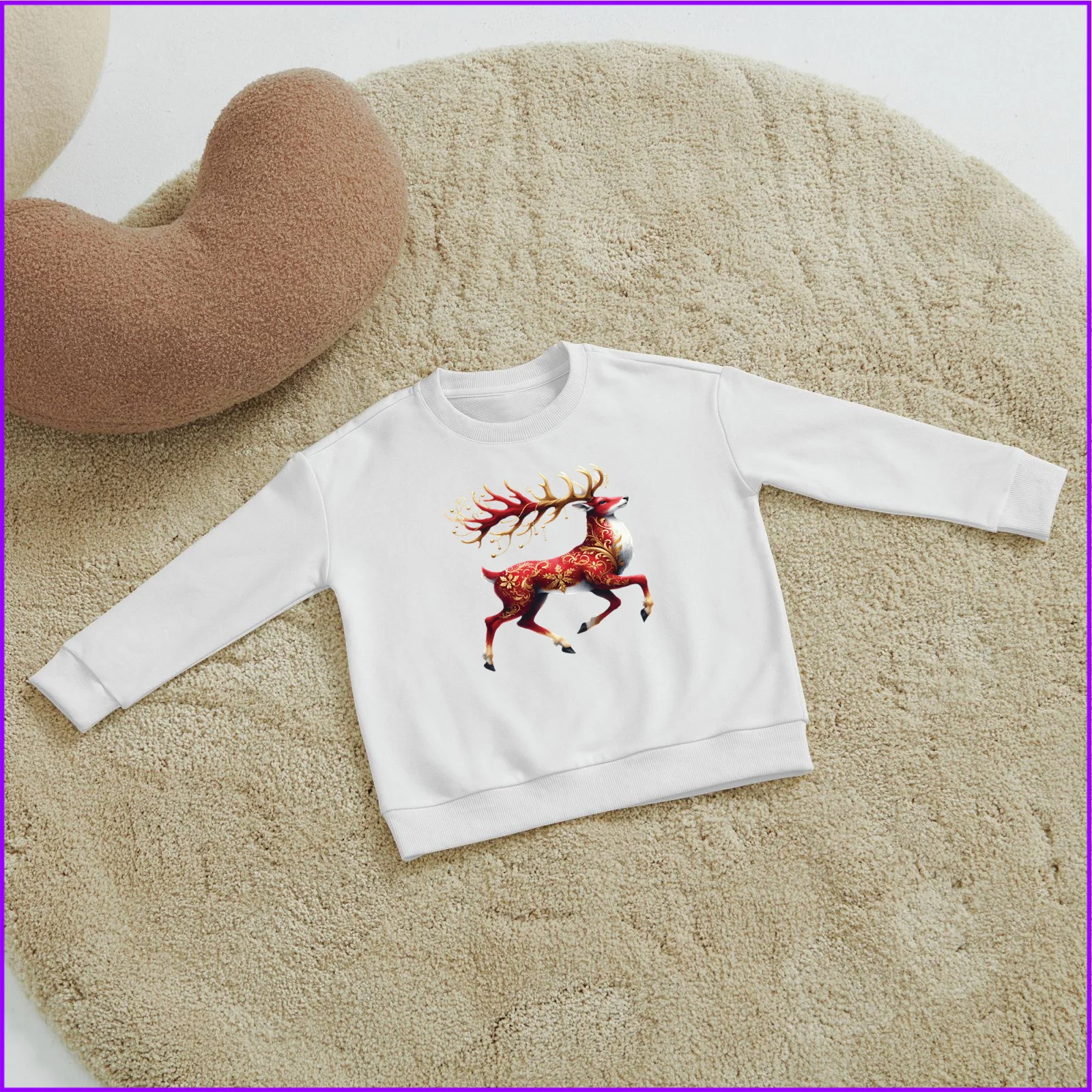 

Watercolor Red And Gold Merry Christmas Reindeer Sja3554 Kids Boys Girls Hoodies Sweatshirts Children'S Baby Clothes Hoodies Clo