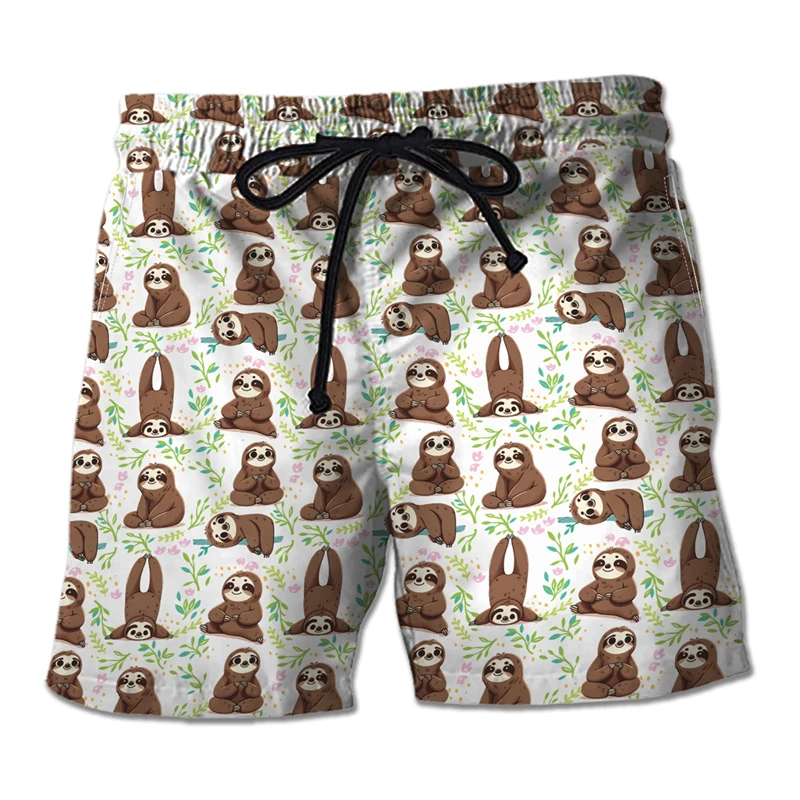 Cute Sloth 3D Printed Short Pants For Men Clothes Hawaiian Vacation Koala Beach Shorts Casual Aloha Kids Trunks Y2k Trousers