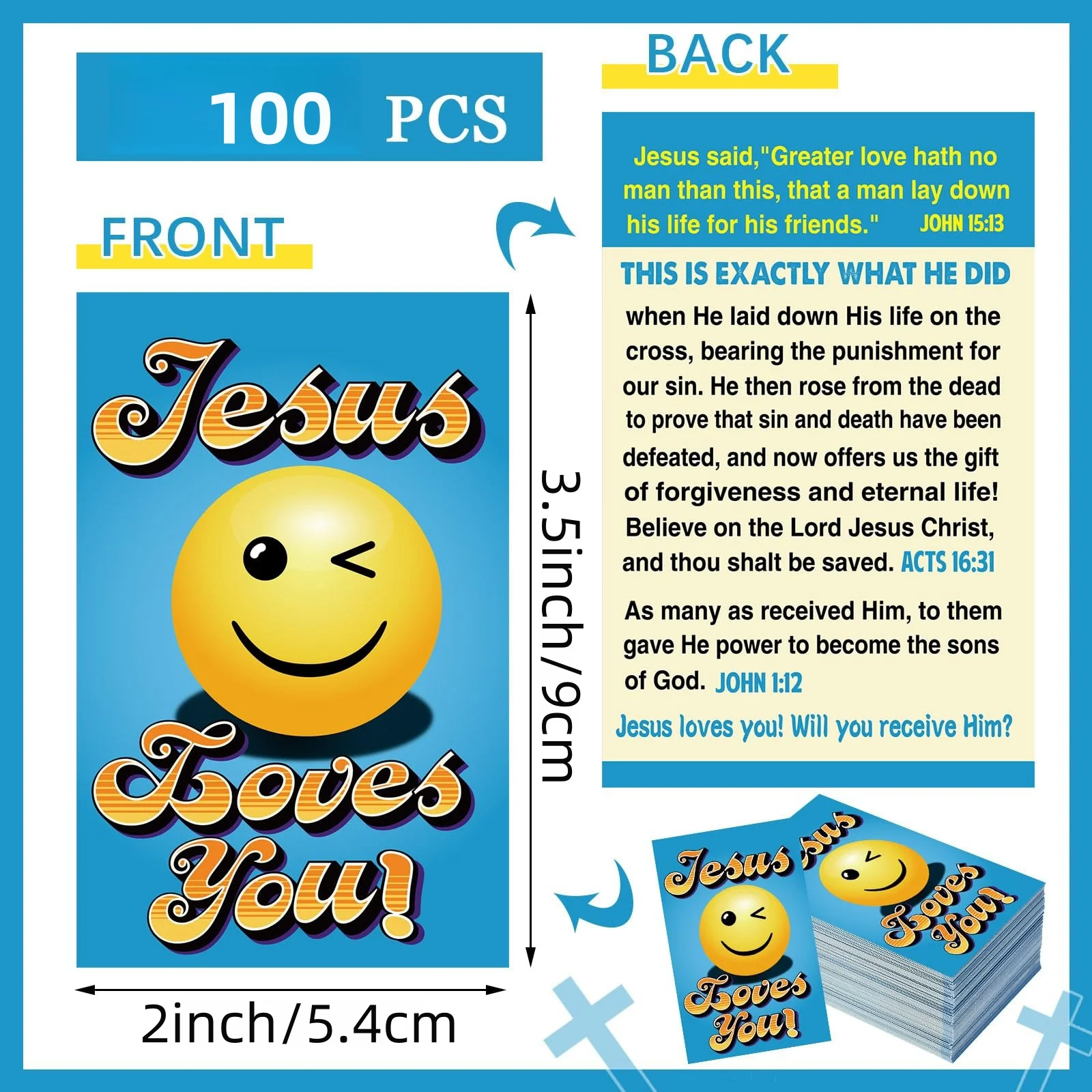 100 Pcs Gospel Tract Card Salvation Cards Pocket Holy Postcards Prayer Postcards Christian Inspirational