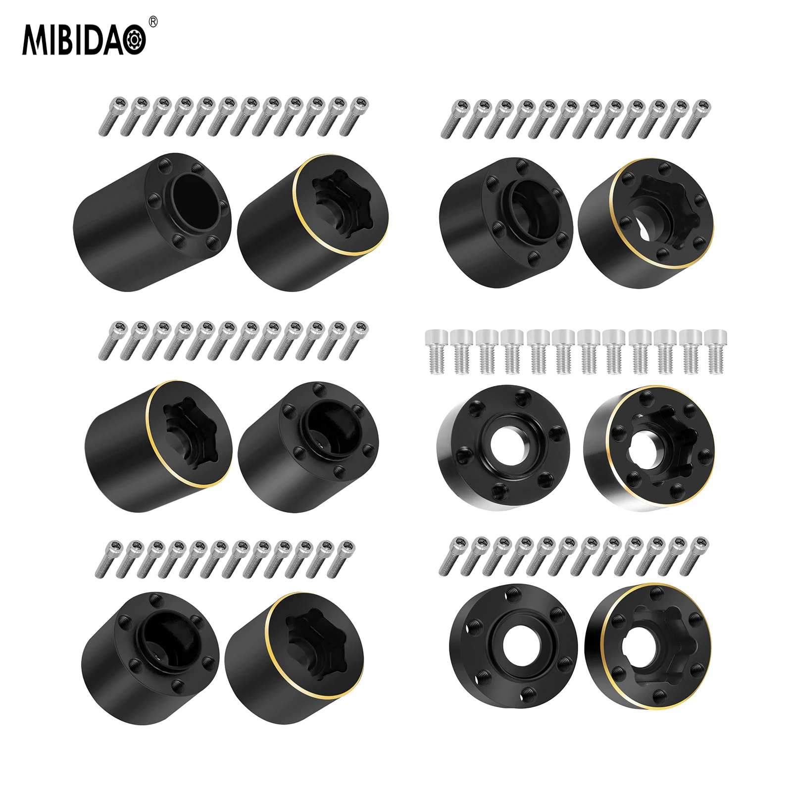 MIBIDAO Brass Wheel Hex Hub Adapter Counterweight for 1/10 RC Crawler 1.9