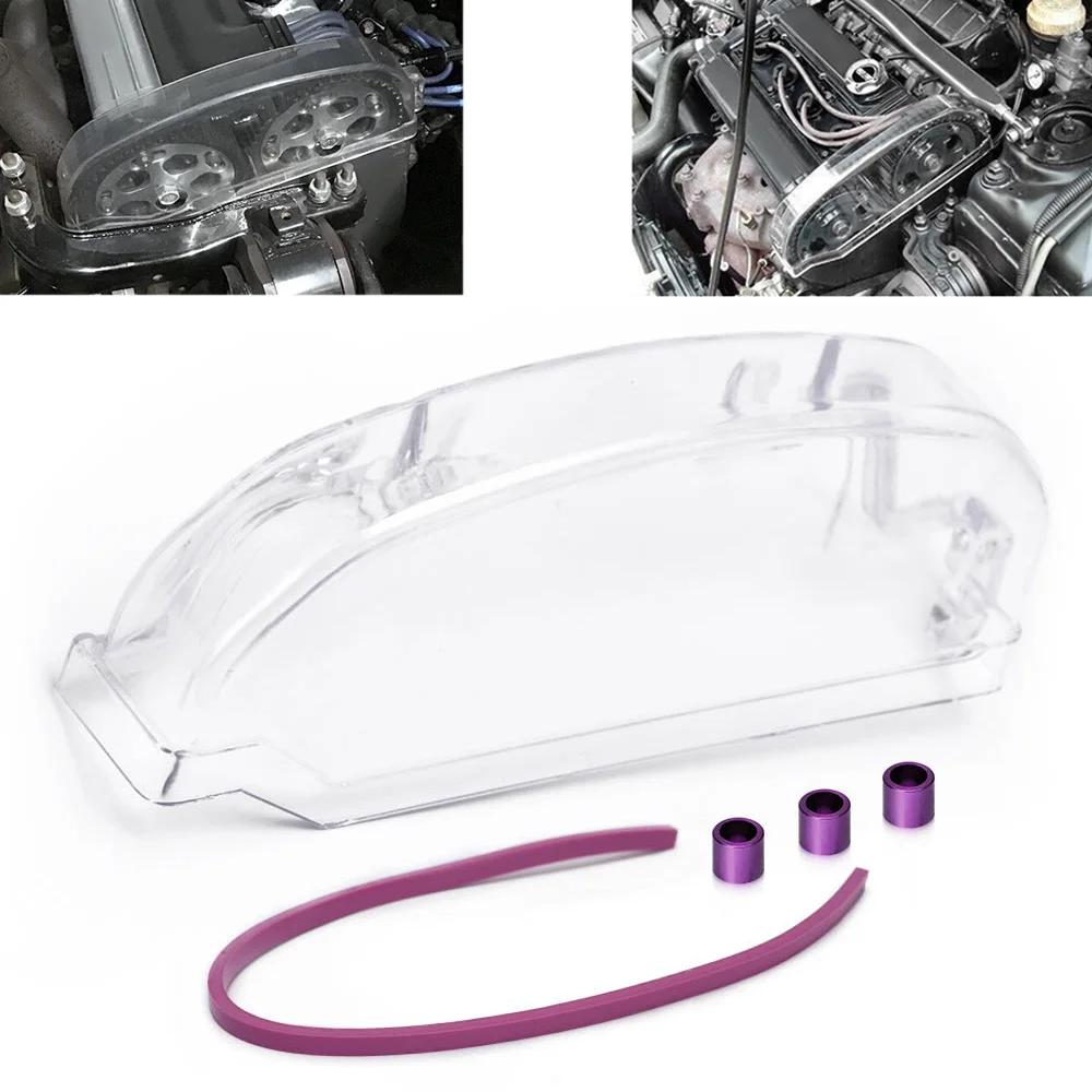 Clear Turbo Cam Gear Cover Pulley Cover Timing Belt For 1990-1999 Mitsubishi Eclipse W/ 4G63 Motor Eagle Talon