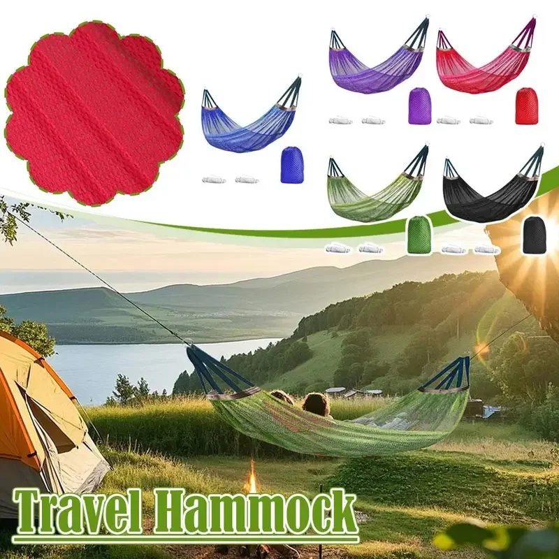Ice Silk Hammock 200KG Capacity 2 Person, Foldable Soft Fabric Travel Hammock with Storage Bag Ideal for Patio Outside & Camping