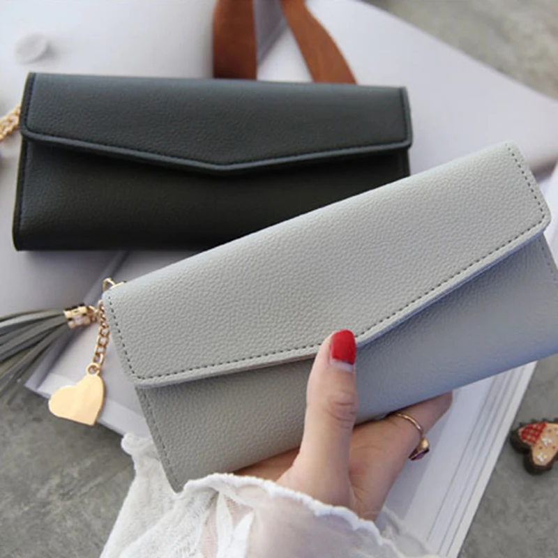 Brand Designer Coin Cluth Purses Leather Wallets Women Long Tassel Luxury Clutch Phone Wallets Credit Card Holder Money Bag