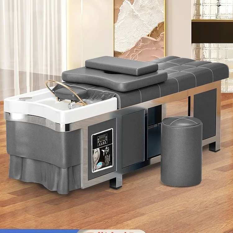 Cama de Champú Profesional de Acero Inoxidable con Circulación de Agua, Fumigación, Spa Tailandés para la Cabeza, Mesa de Masaje, Muebles de Salón de Belleza